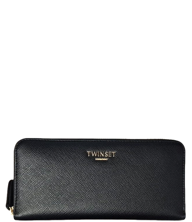 Twinset Portafoglio Zip Around Grande Bic.Nero/Cherry Donna