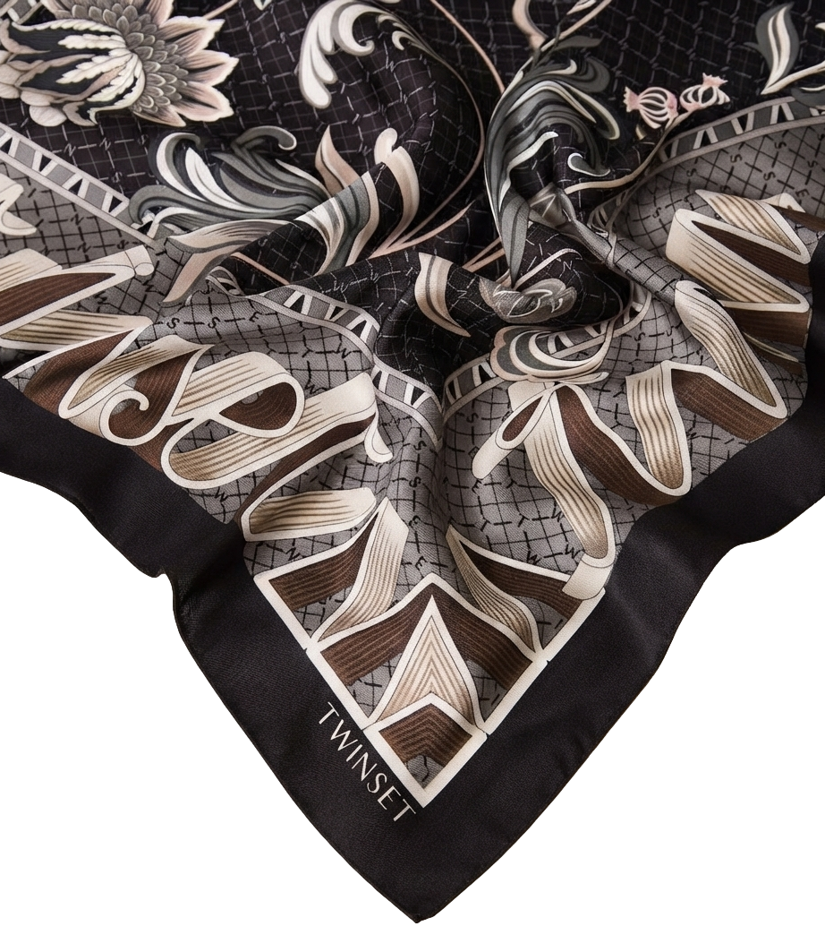 Twinset Foulard Stampato Nero Donna