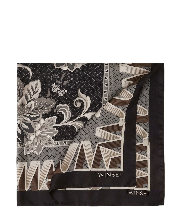 Twinset Foulard Stampato Nero Donna