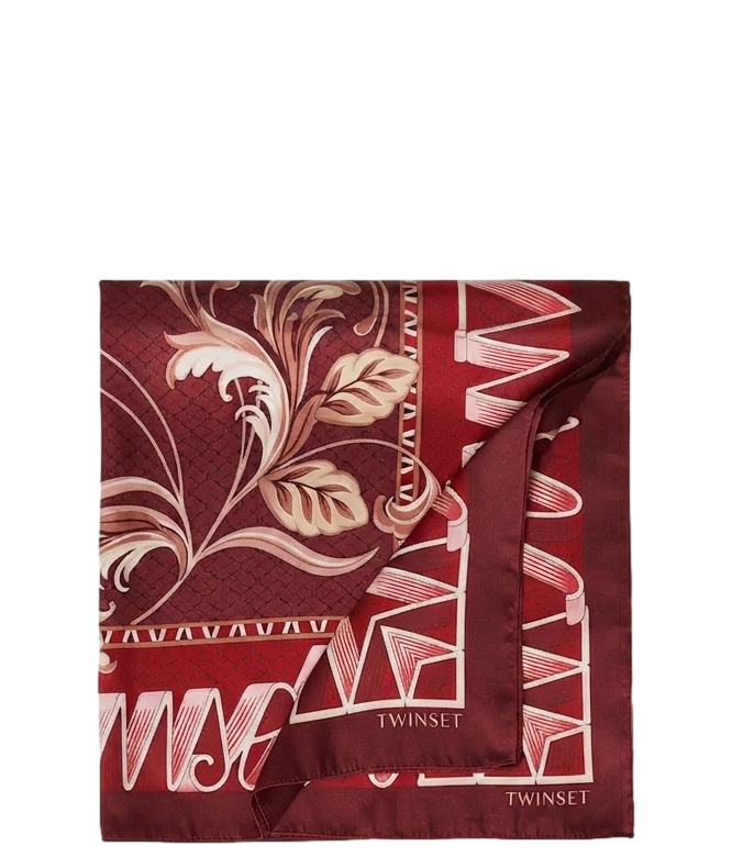 Twinset Foulard Stampato Bordeaux Donna