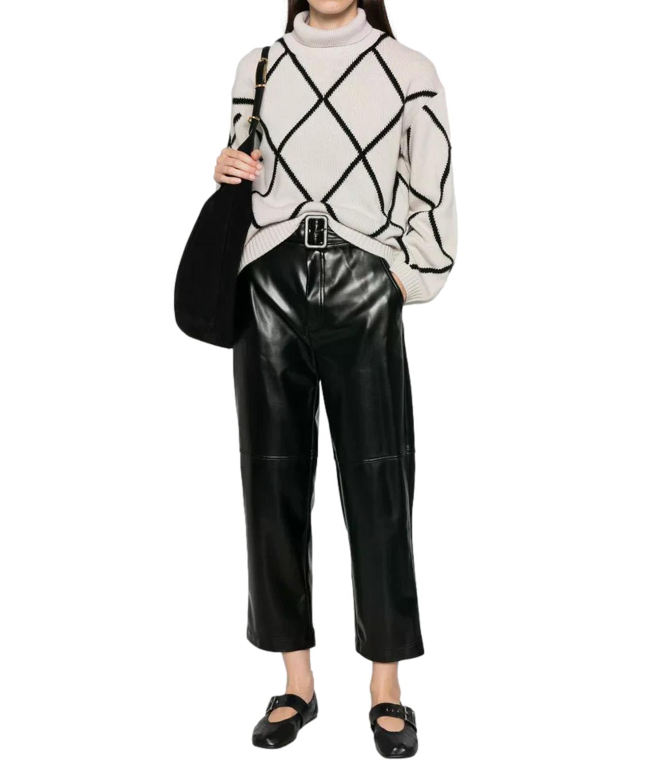 Twinset Pantalone In Tessuto Spalmato Darkness Brown Donna