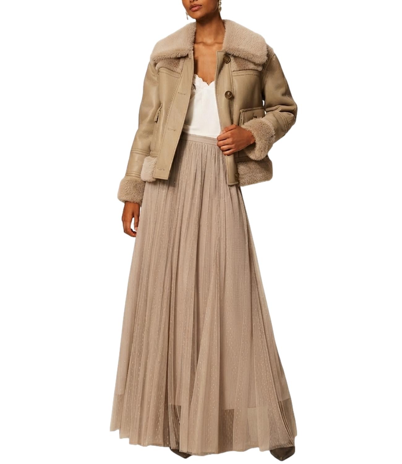 Twinset Giaccone Spalmato Mastice Donna