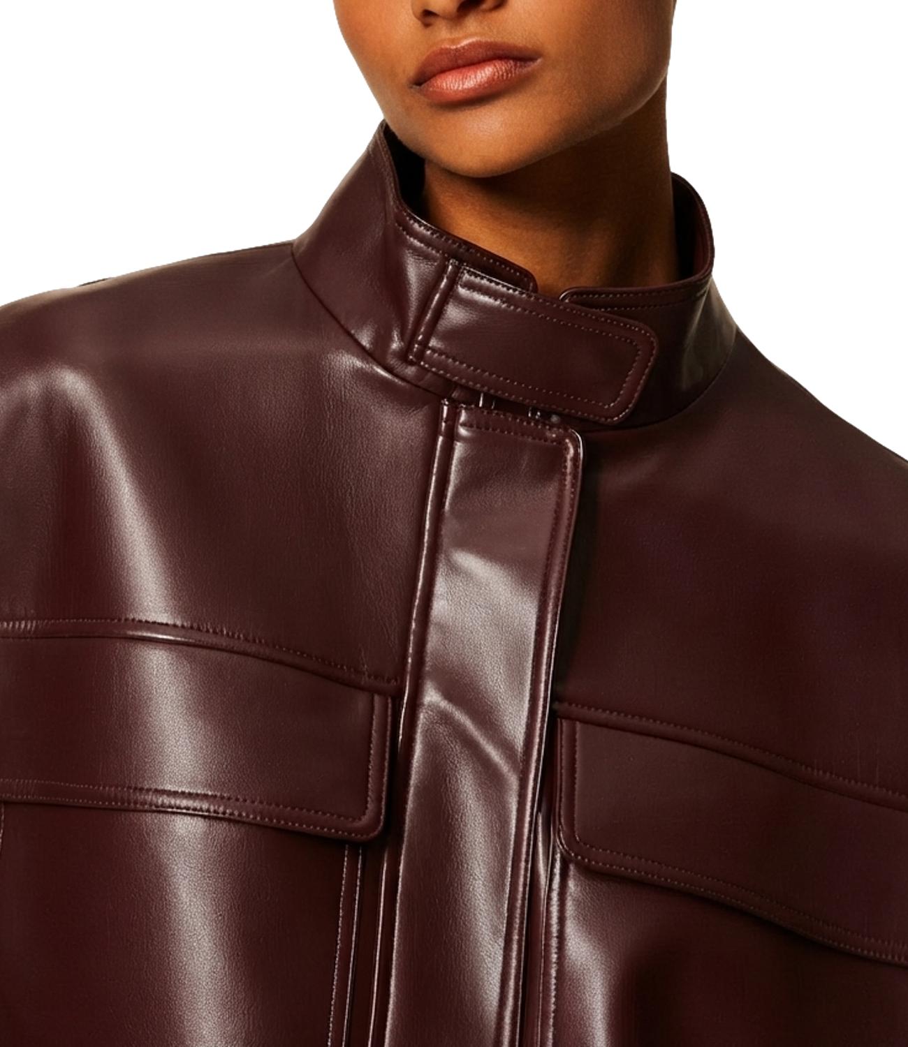 Twinset Giubbino Bomber Spalmato Dark Bordeaux Donna