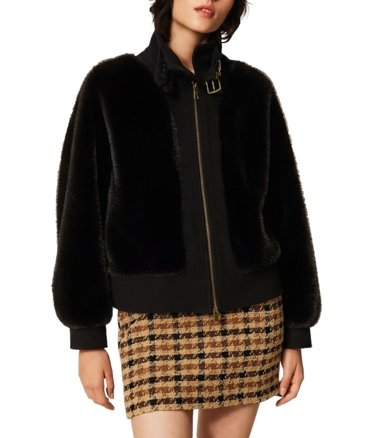 Twinset Giubbotto Long Fiber Nero Donna