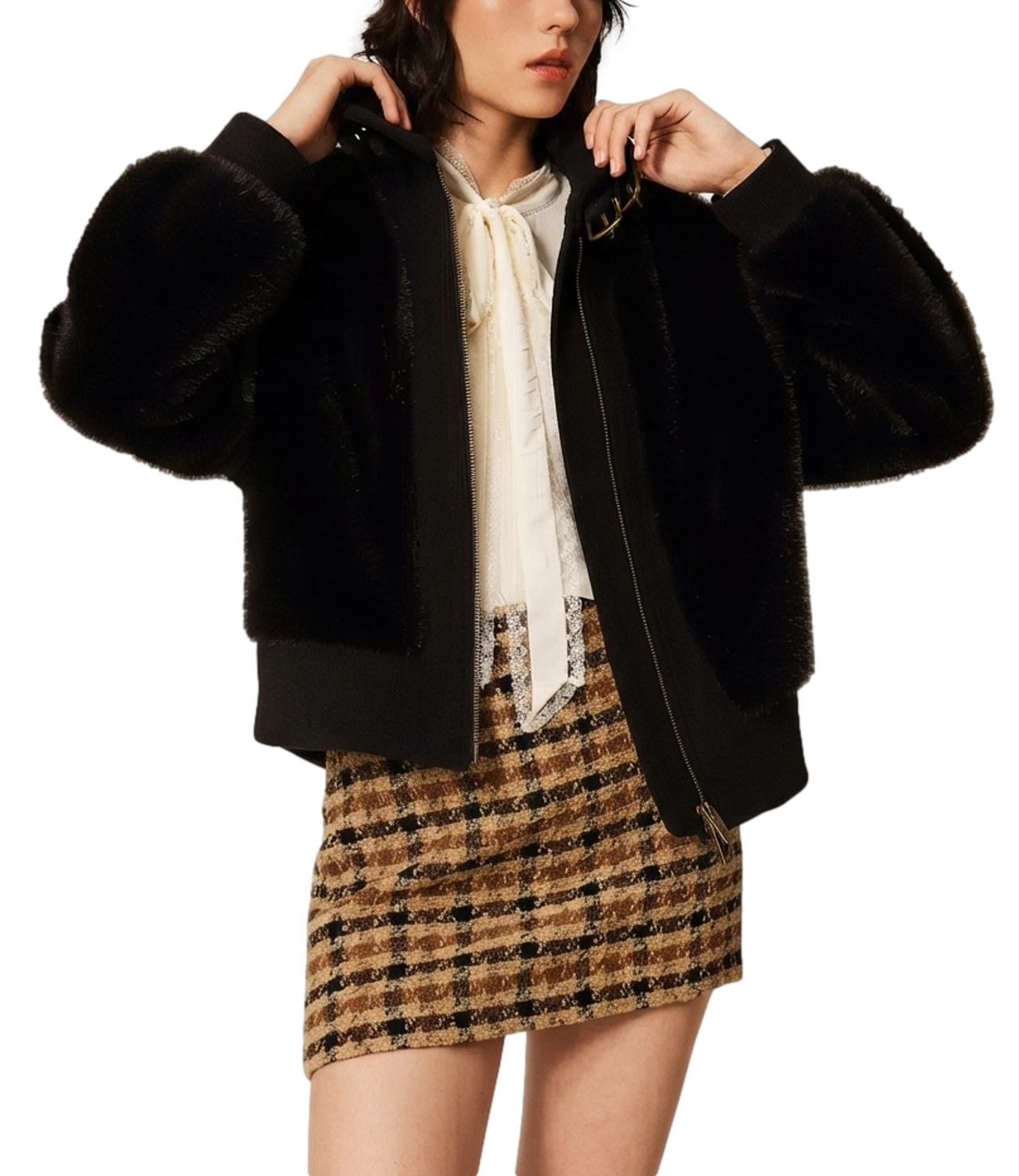 Twinset Giubbotto Long Fiber Nero Donna