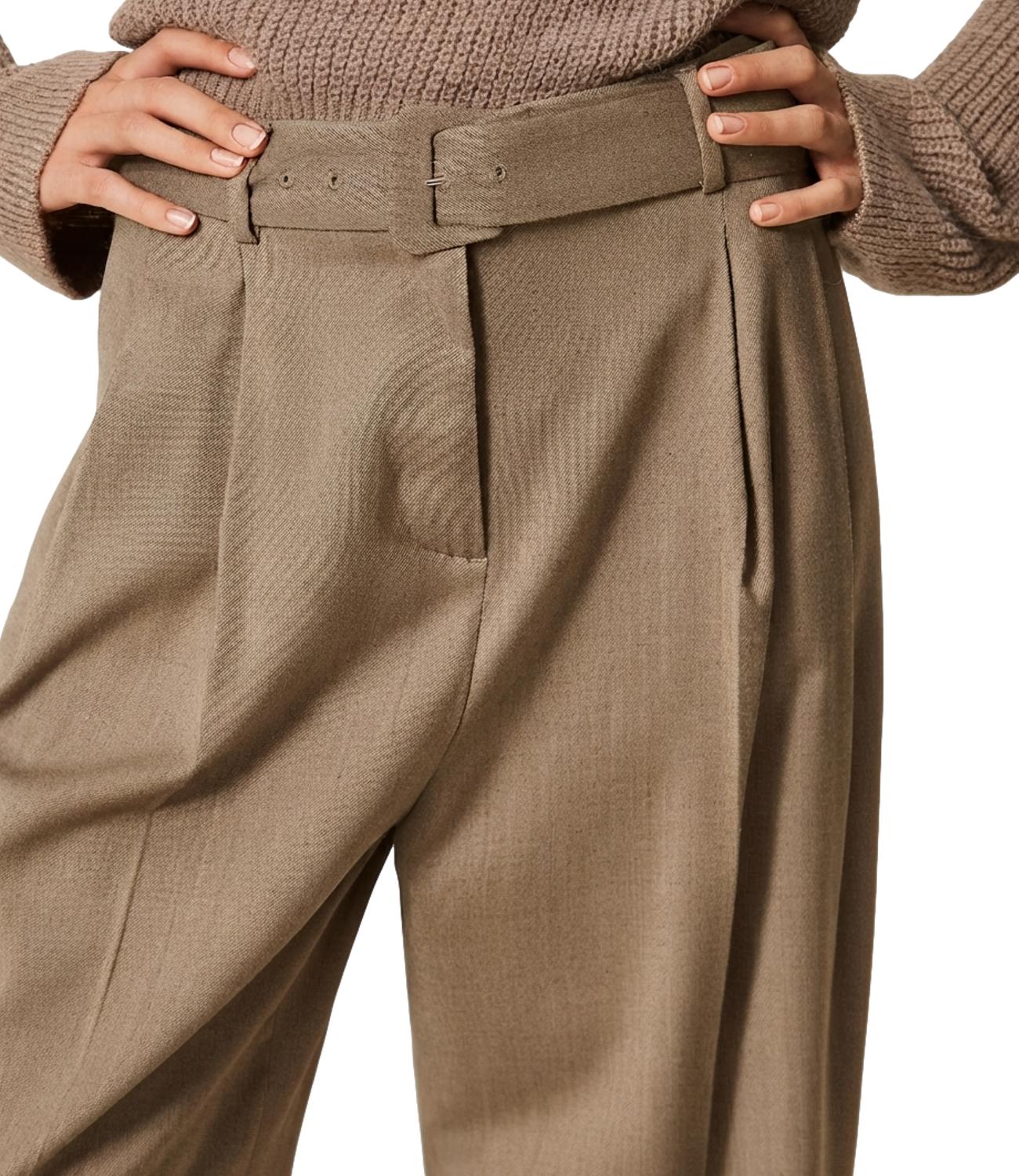 Twinset Pantalone Largo C/Cintura Mastice Donna