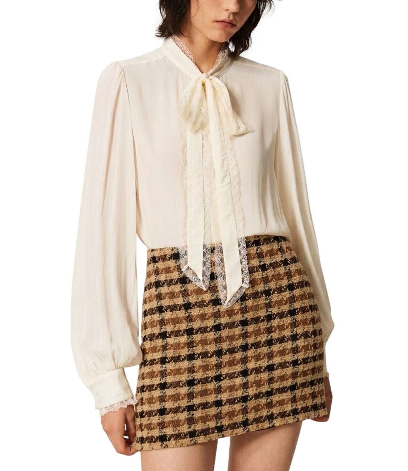 Twinset Camicia Con Fiocco Madreperla Donna