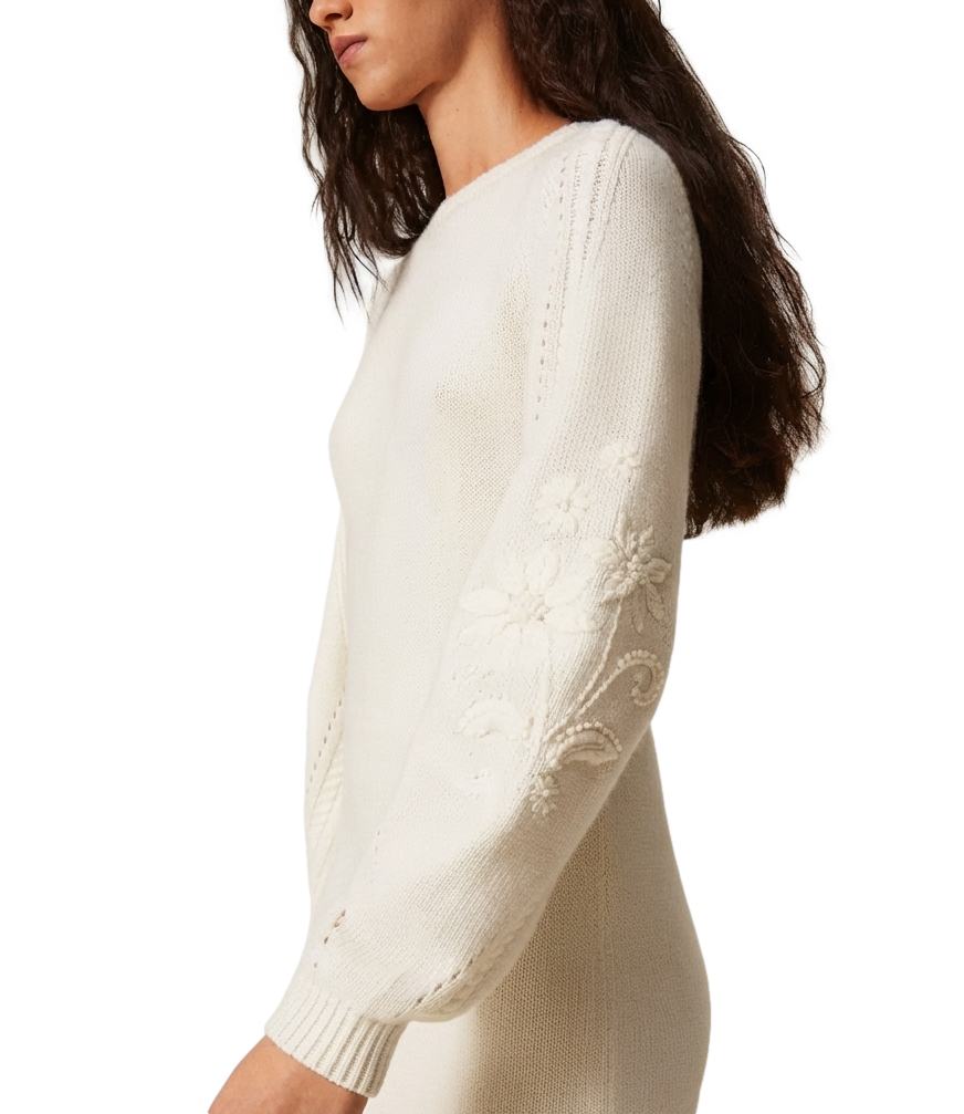 Twinset Mini Abito Ricamato Madreperla Donna