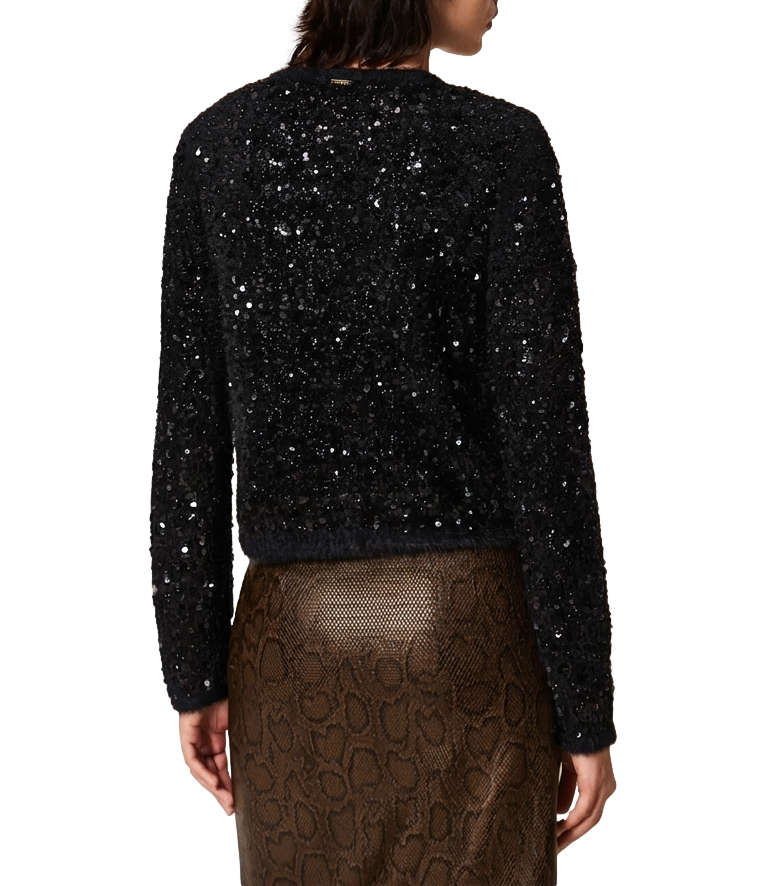 Twinset Giacca Ricamo Paillettes Nero Donna