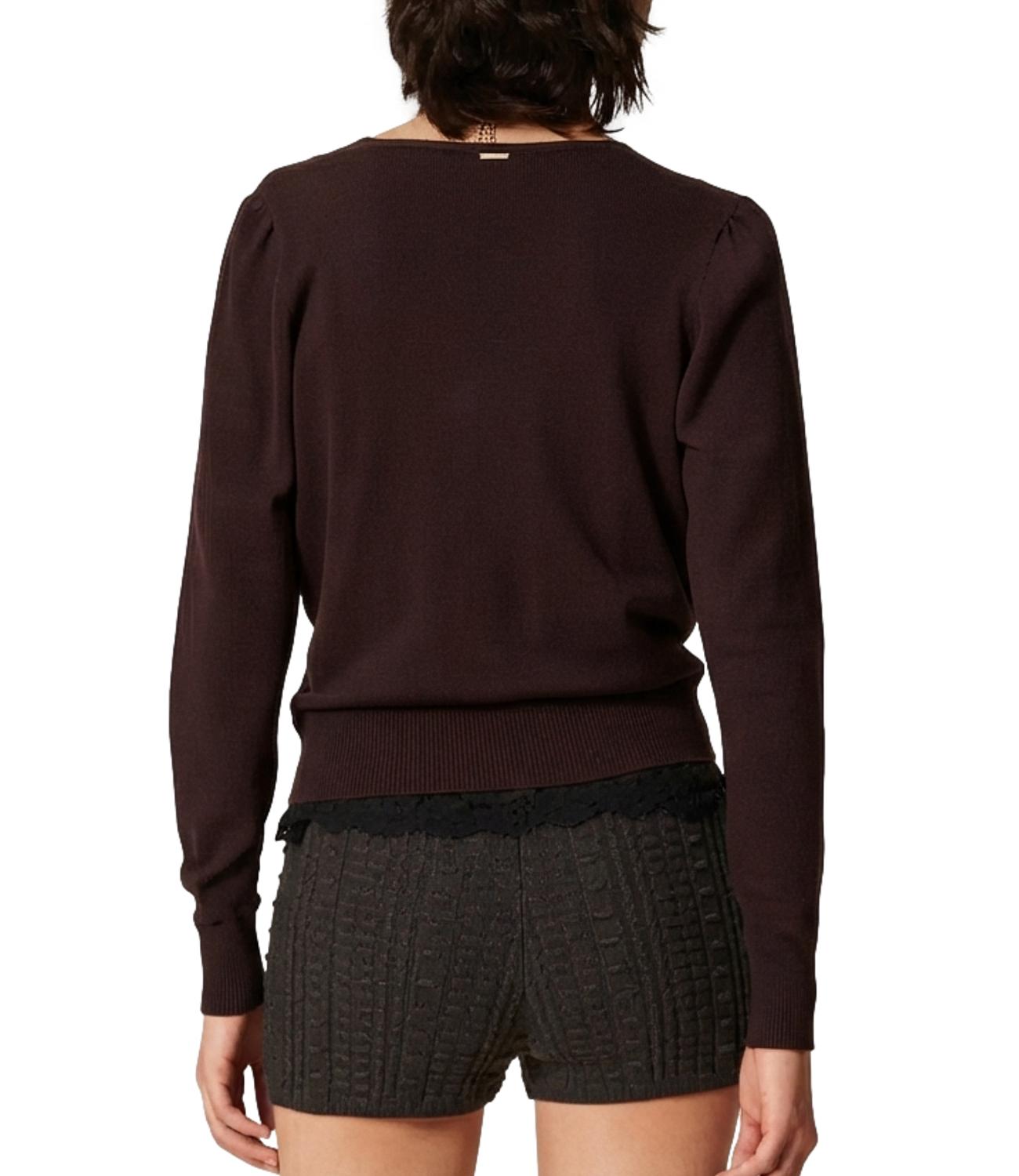 Twinset Maglia Incrociata Coffee Chocolate Donna