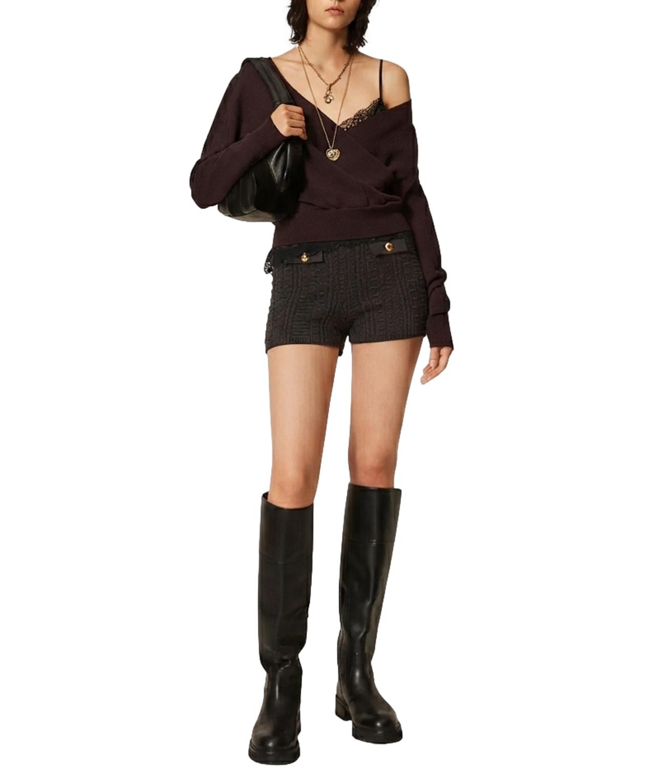 Twinset Maglia Incrociata Coffee Chocolate Donna