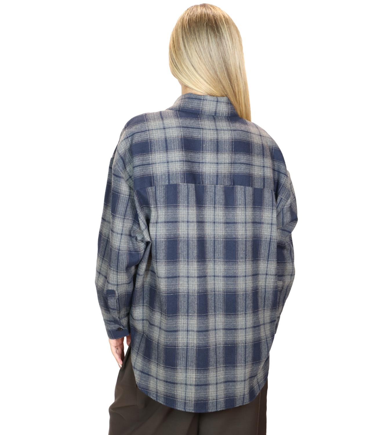 Vicolo Top Camicia Quadri Blu Donna