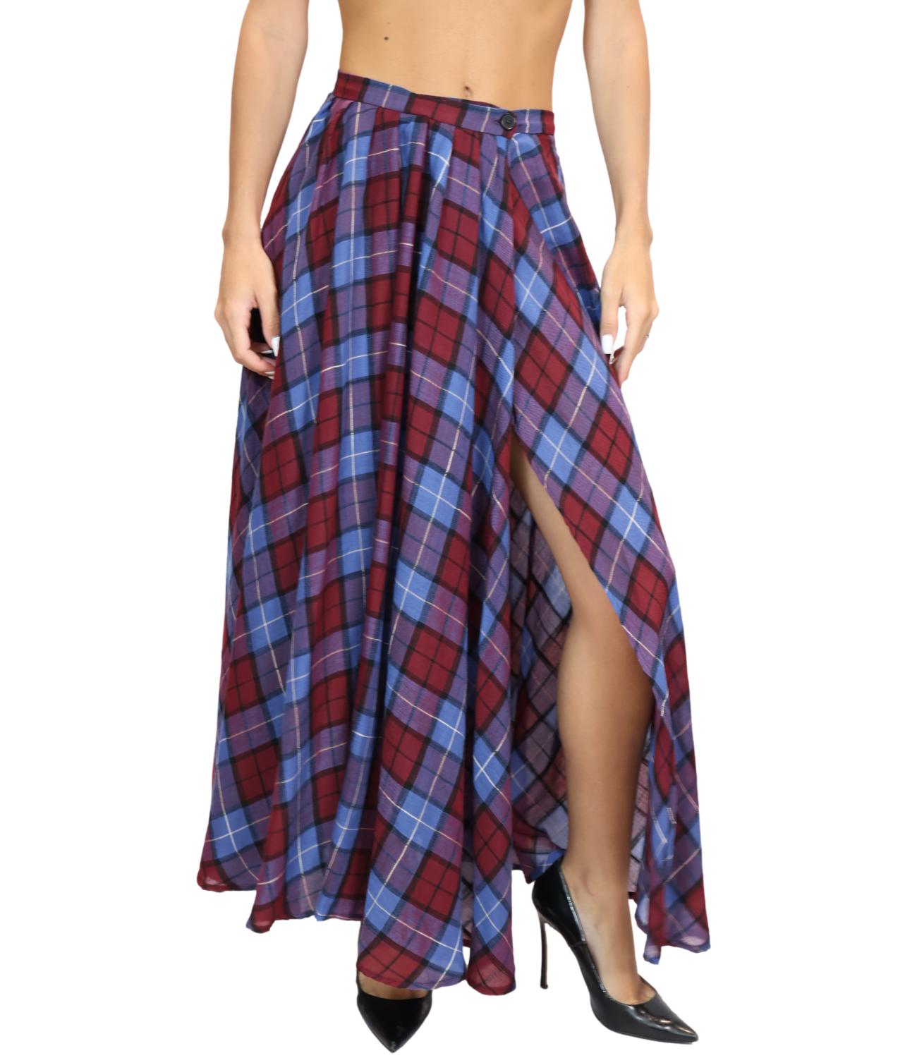 Vicolo Gonna Quadri Bordeaux Donna