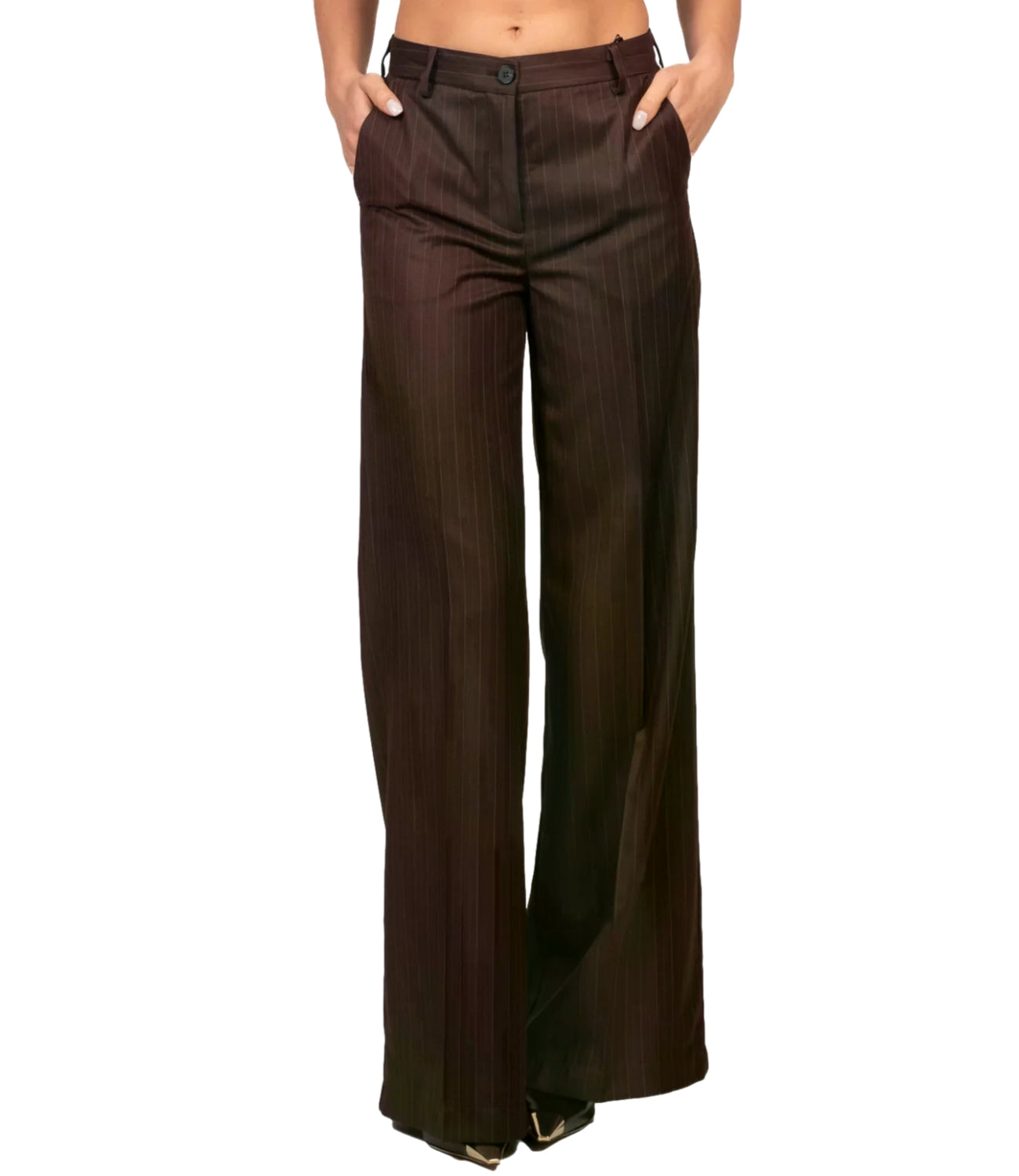 Vicolo Pantalone Gessato Fondente Donna