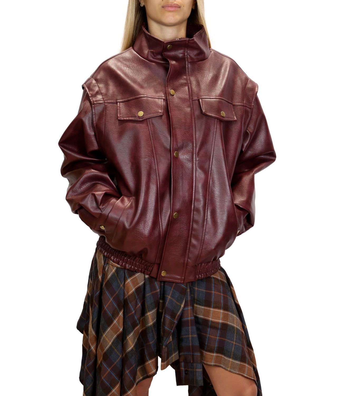 Vicolo Cappotto Bomber Bordeaux Donna