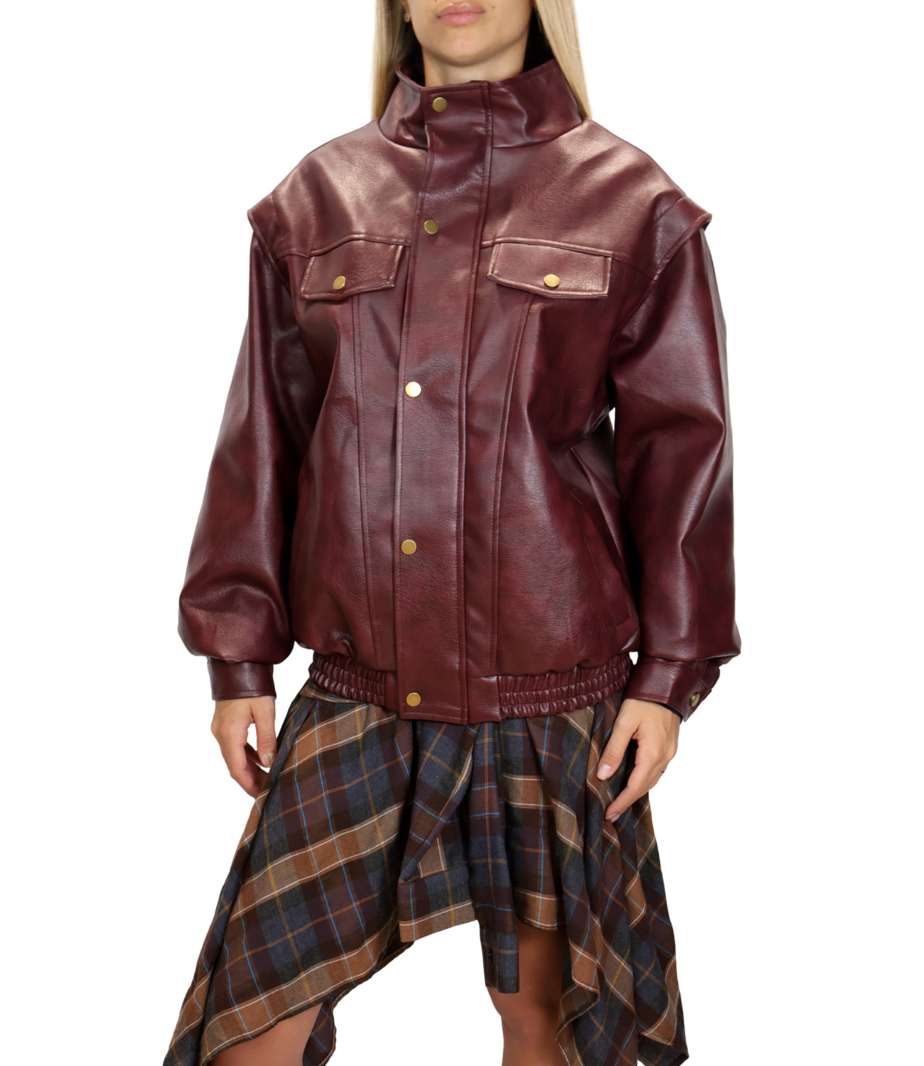 Vicolo Cappotto Bomber Bordeaux Donna