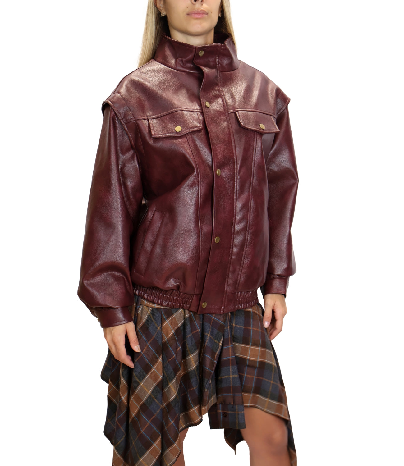 Vicolo Cappotto Bomber Bordeaux Donna