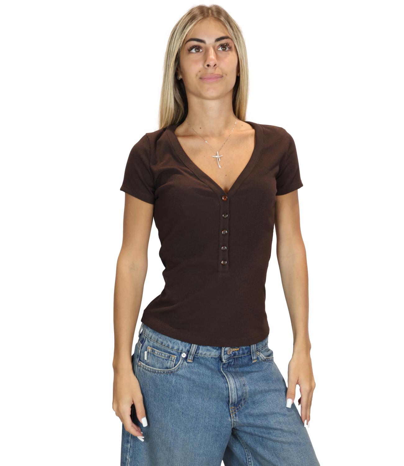 Vicolo T-shirt Serafino Fondente Donna
