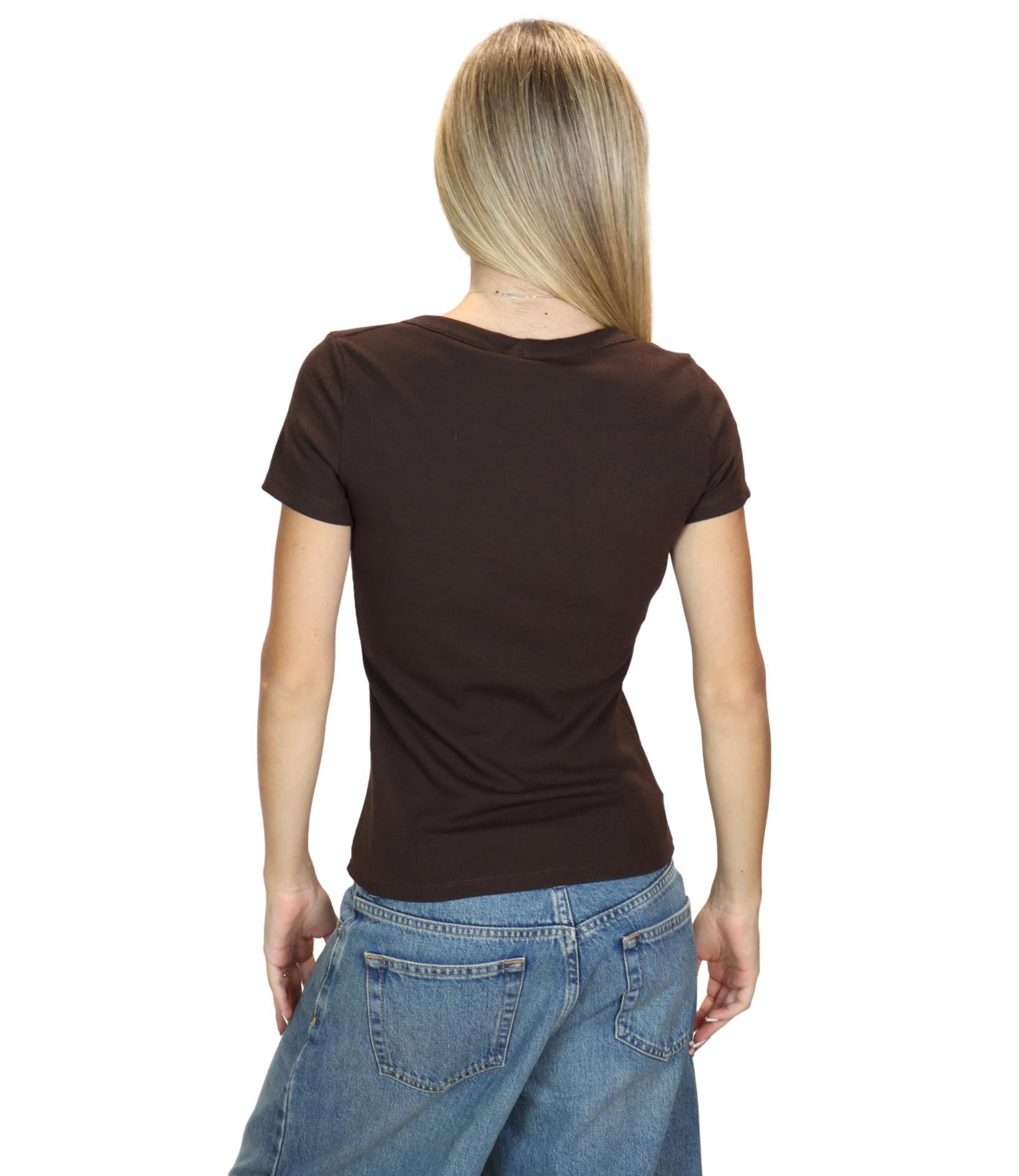 Vicolo T-shirt Serafino Fondente Donna