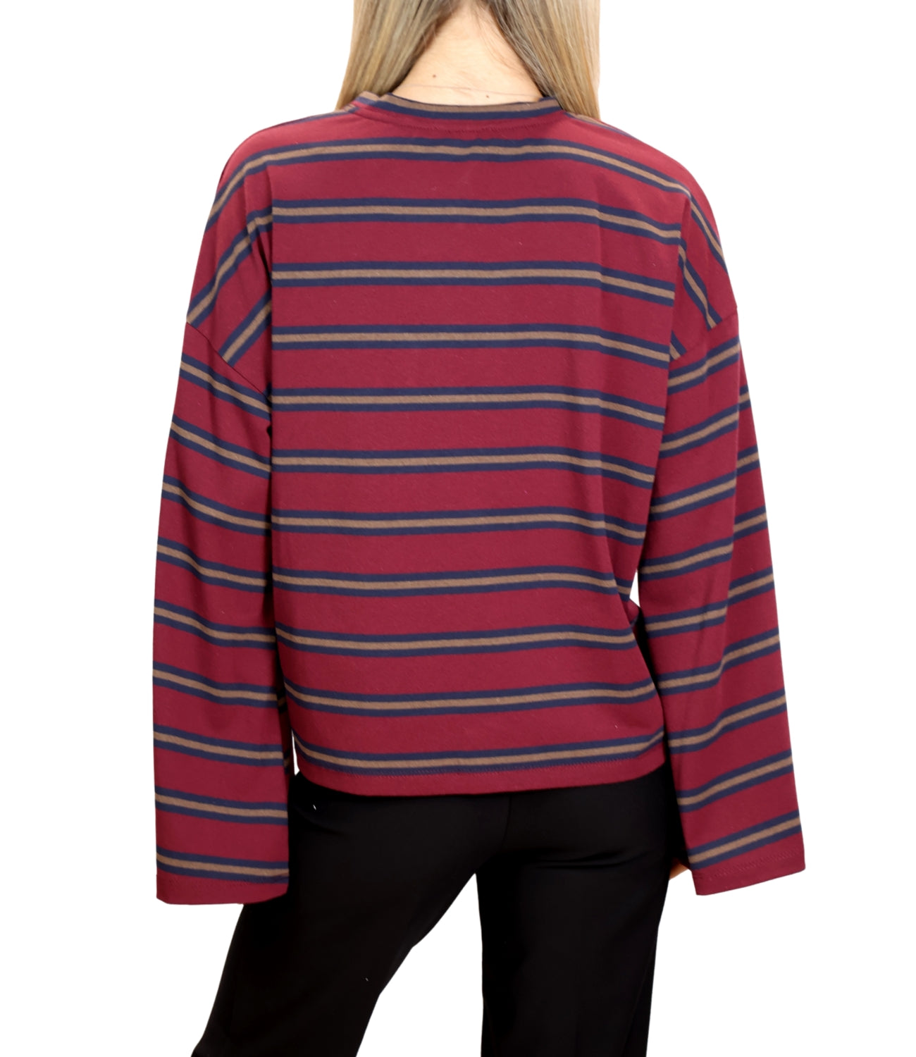 Vicolo Tshirt Riga Bordeaux/Militare Donna