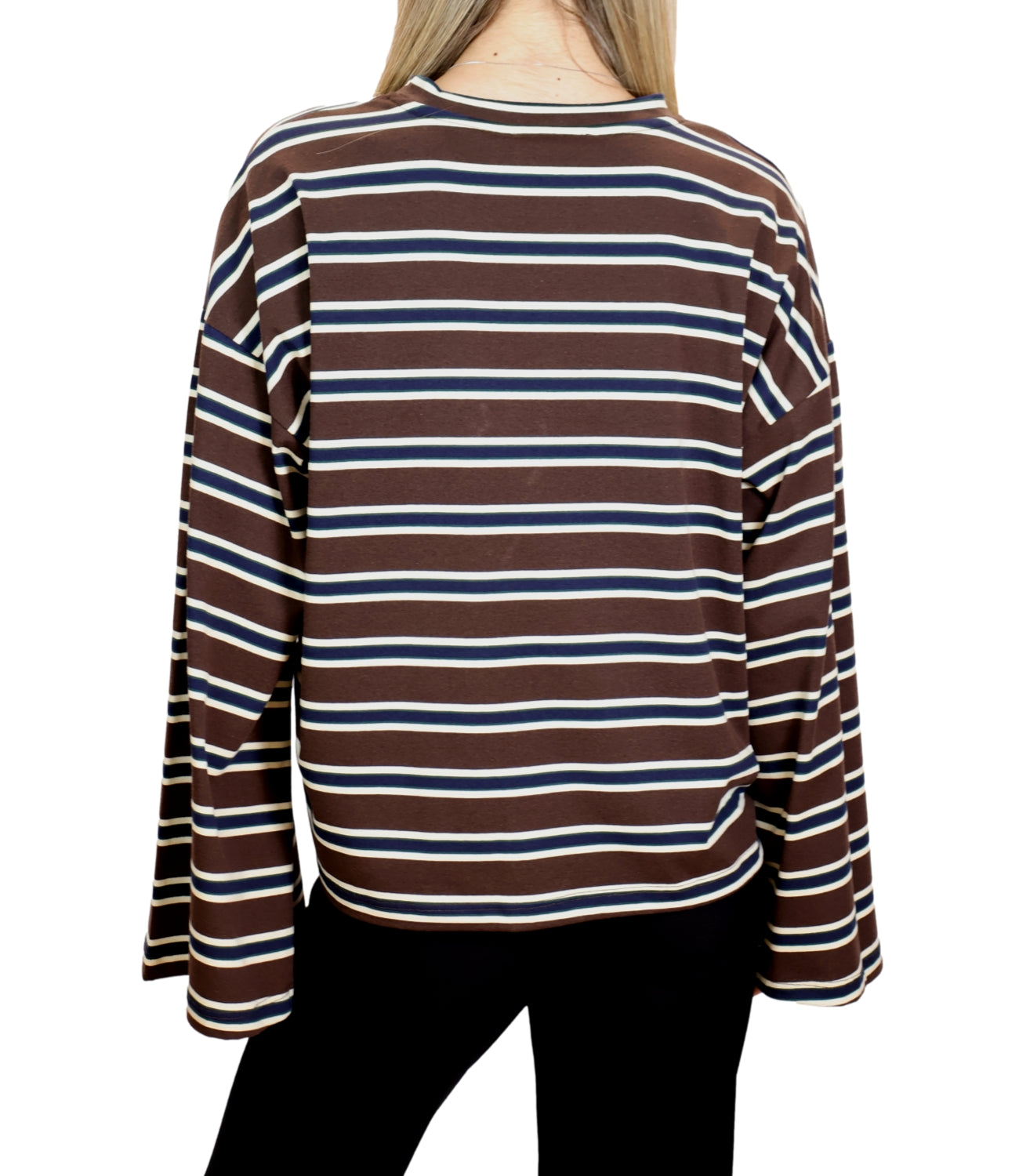 Vicolo T-shirt Riga Blu/Moro Donna