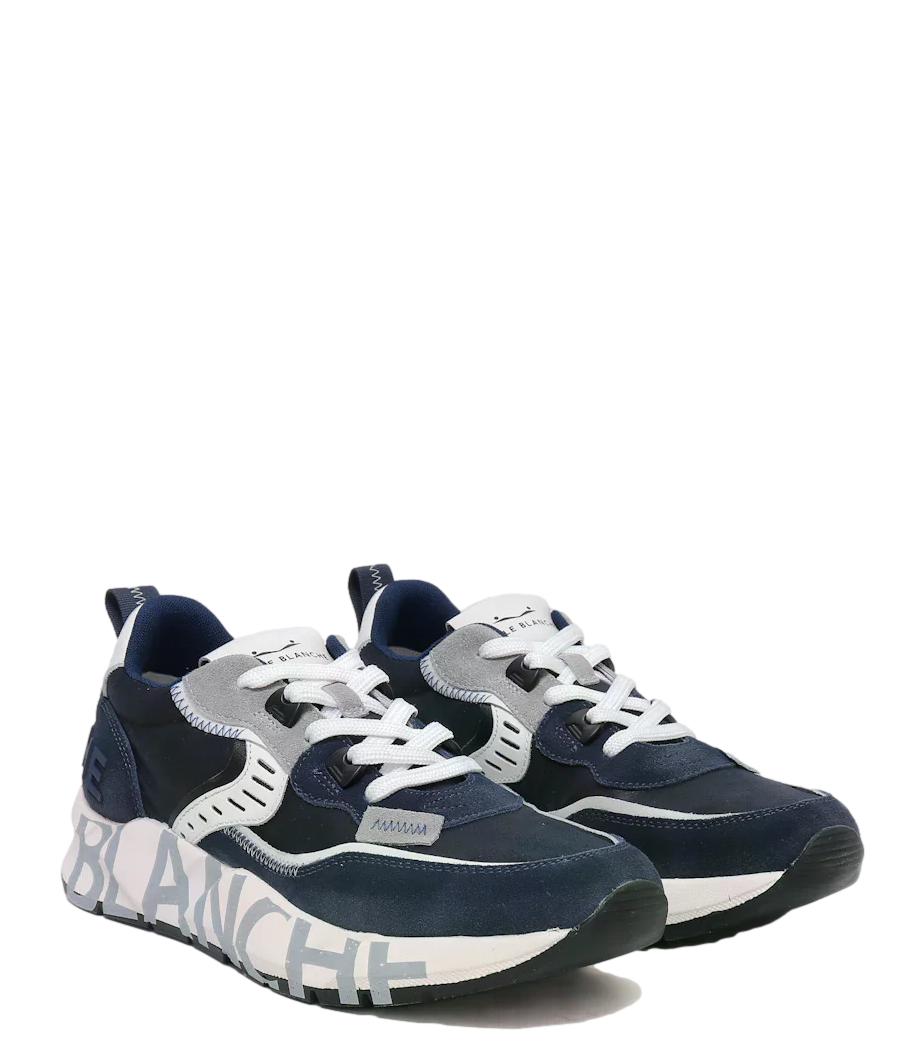 Sneakers Voile Blanche Delavè wax blu in pelle scamosciata