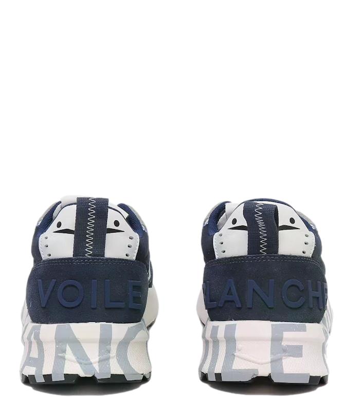 Sneakers Voile Blanche Delavè wax blu in pelle scamosciata