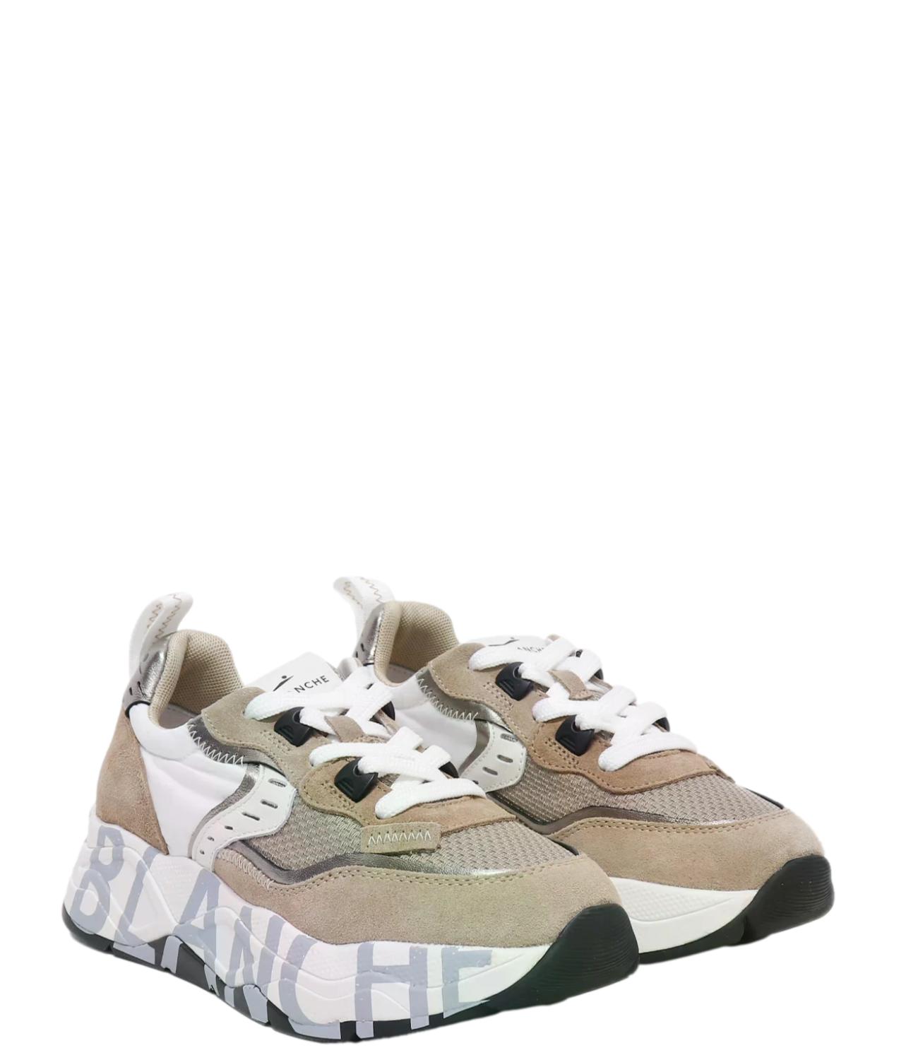 Sneakers CLUB105 voile blanche donna Light Brown beige