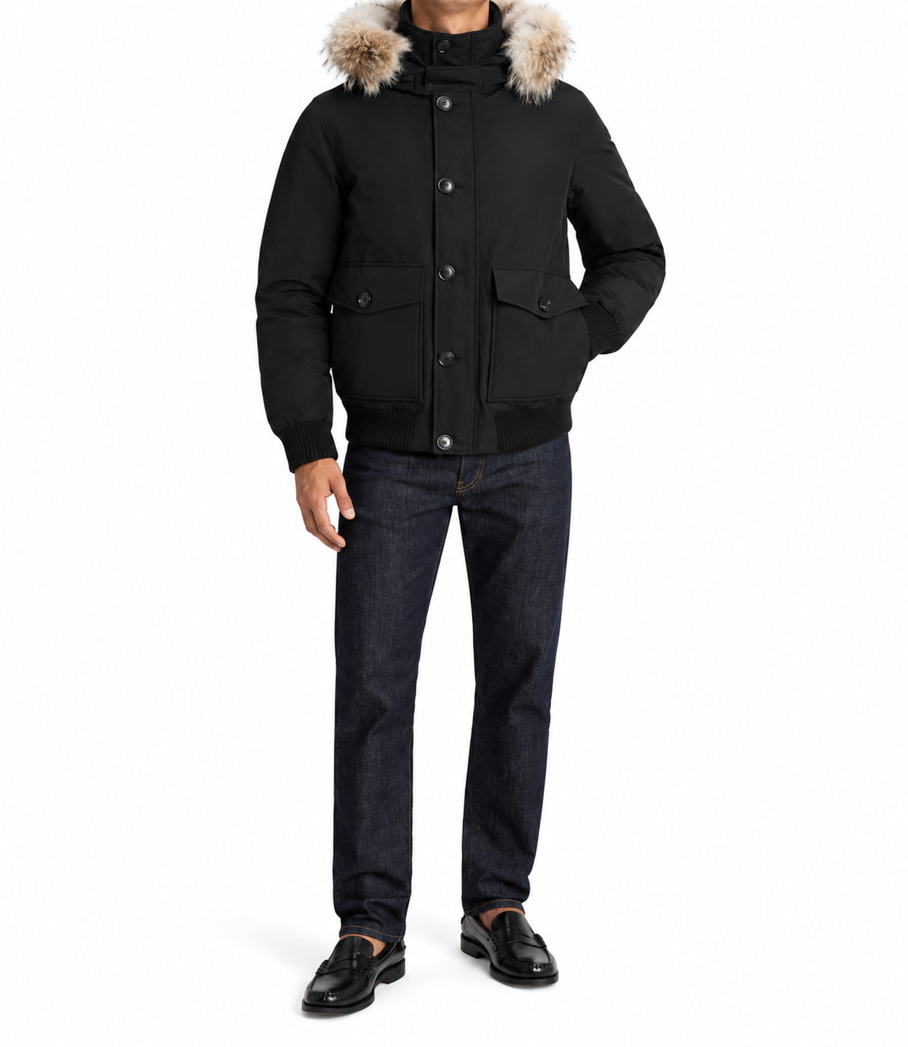 Woolrich Polar Detachable Fur Bomber Black Uomo