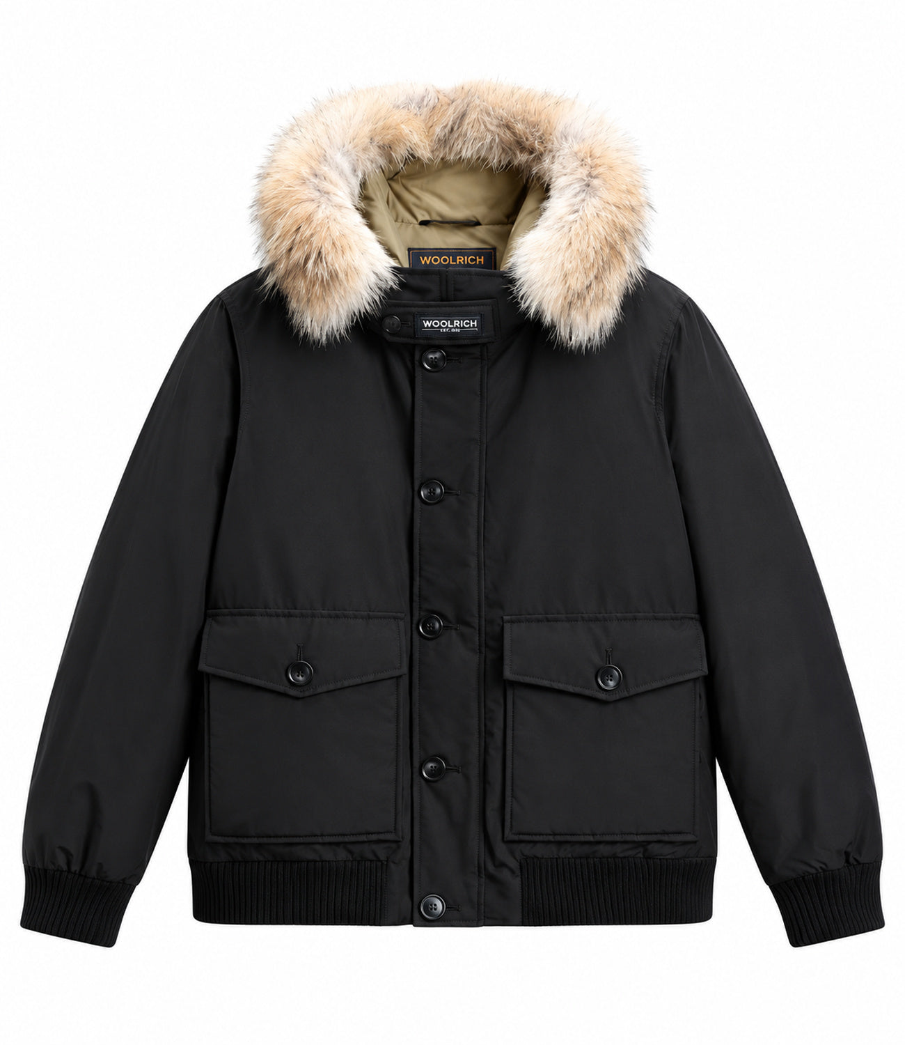 Woolrich Polar Detachable Fur Bomber Black Uomo