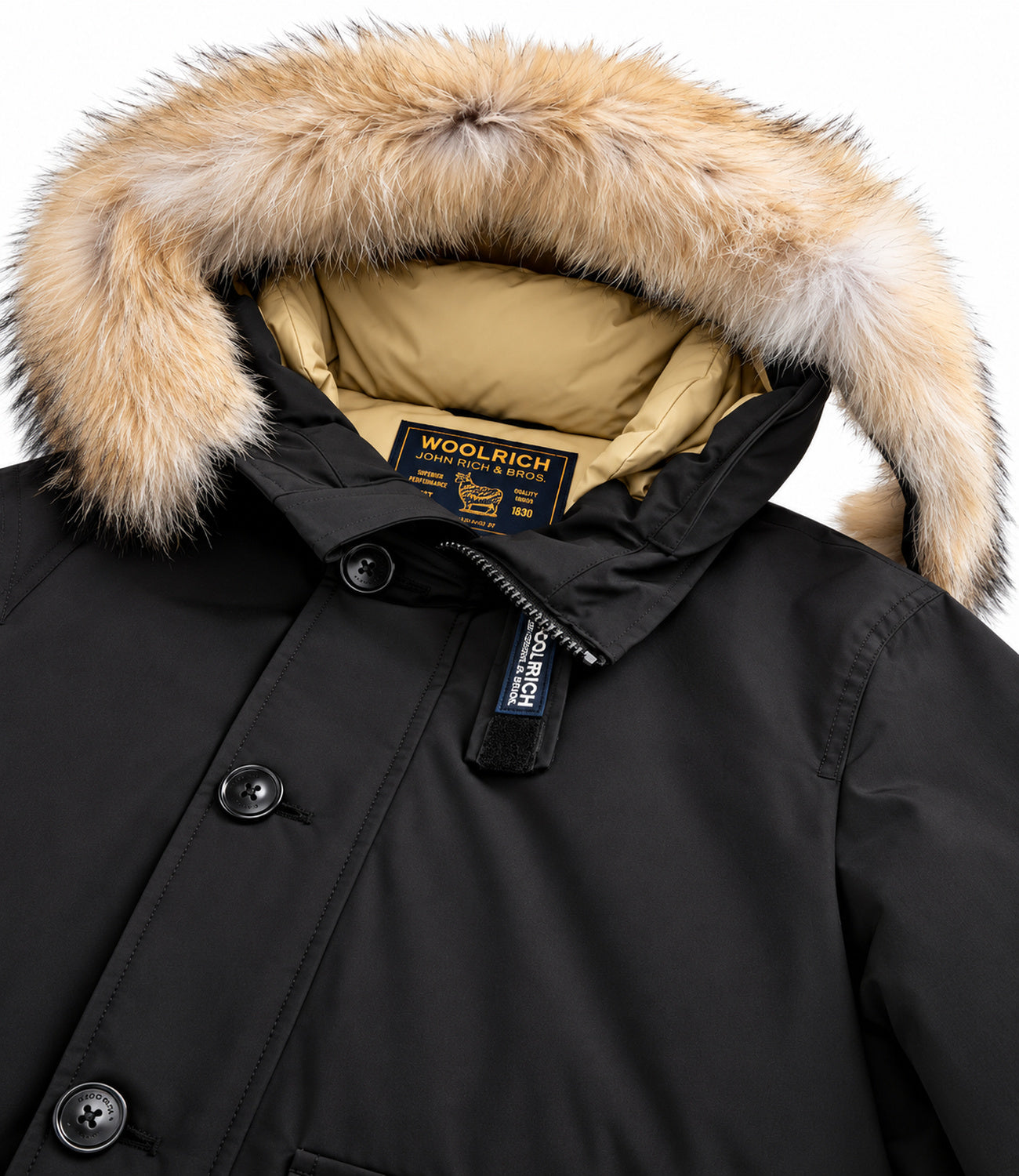 Woolrich Polar Detachable Fur Bomber Black Uomo