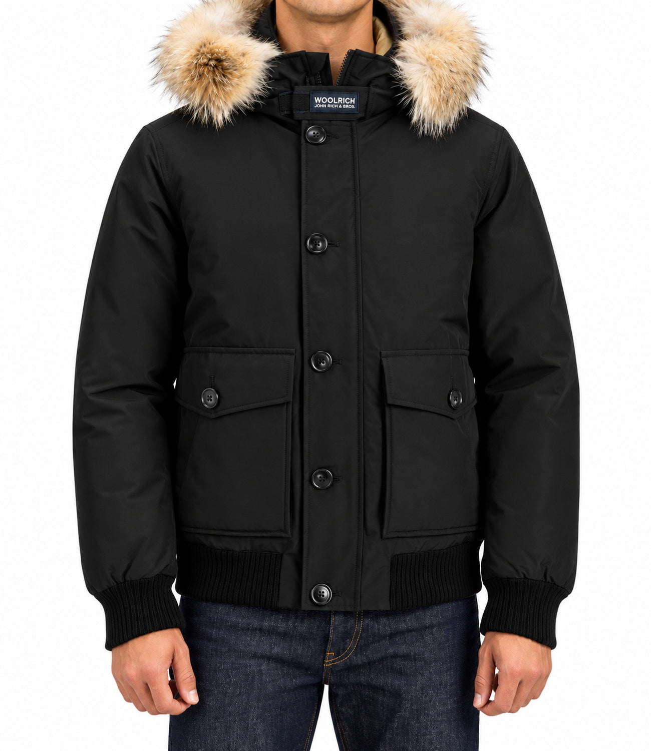Woolrich Polar Detachable Fur Bomber Black Uomo
