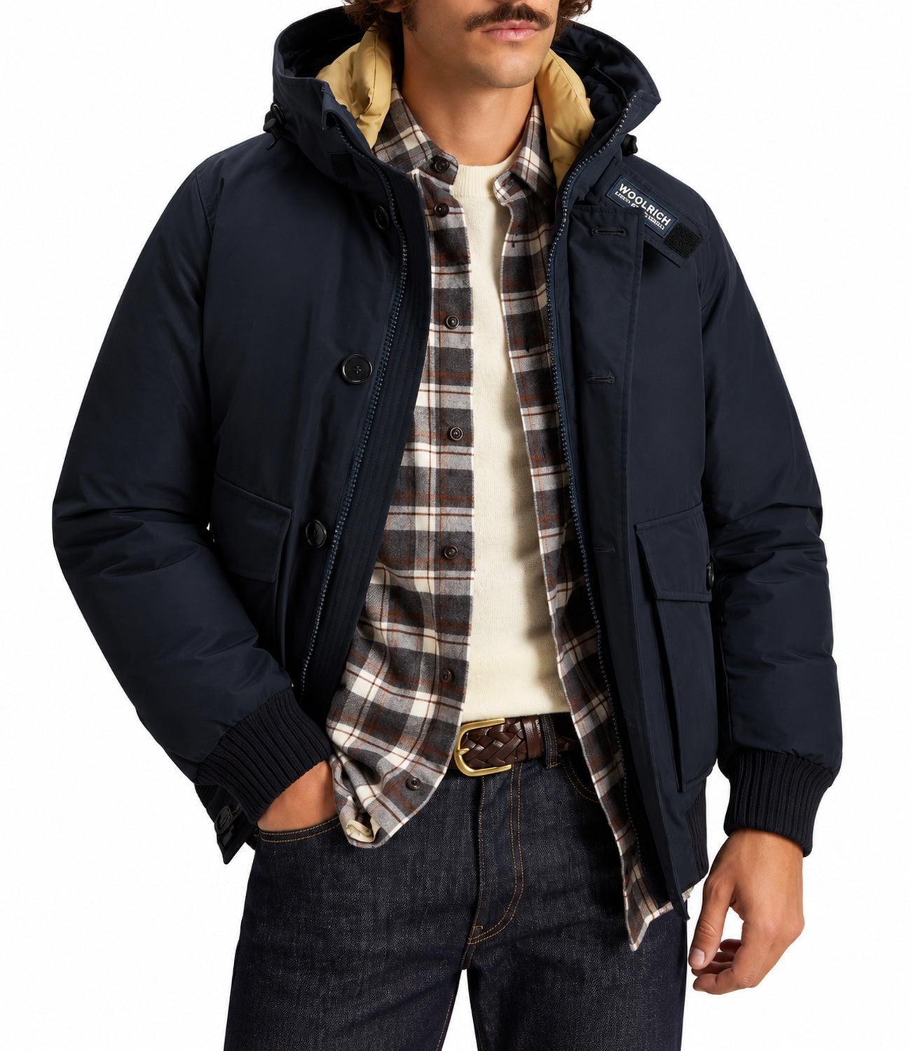 Bomber Woolrich Polar Detachable Fur Melton Blue