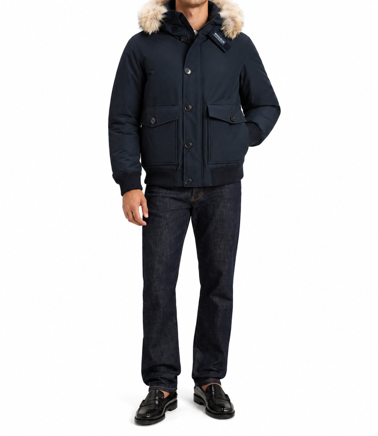 Bomber Woolrich Polar Detachable Fur Melton Blue