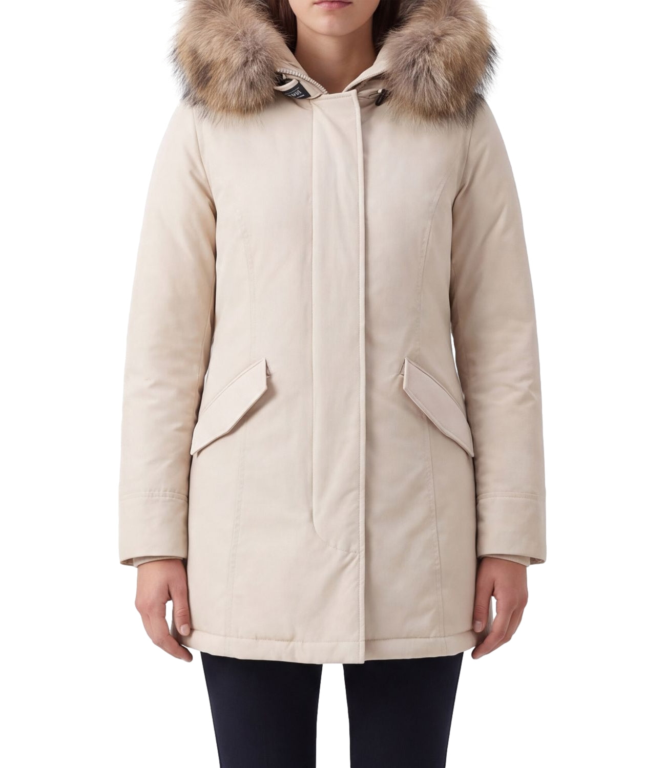 Woolrich Giubbino Luxury Arctic Raccoon Parka Milky Cream Donna