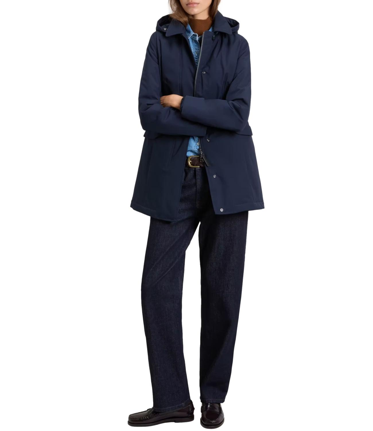 Woolrich Light Stretch Coat Melton Blue Donna