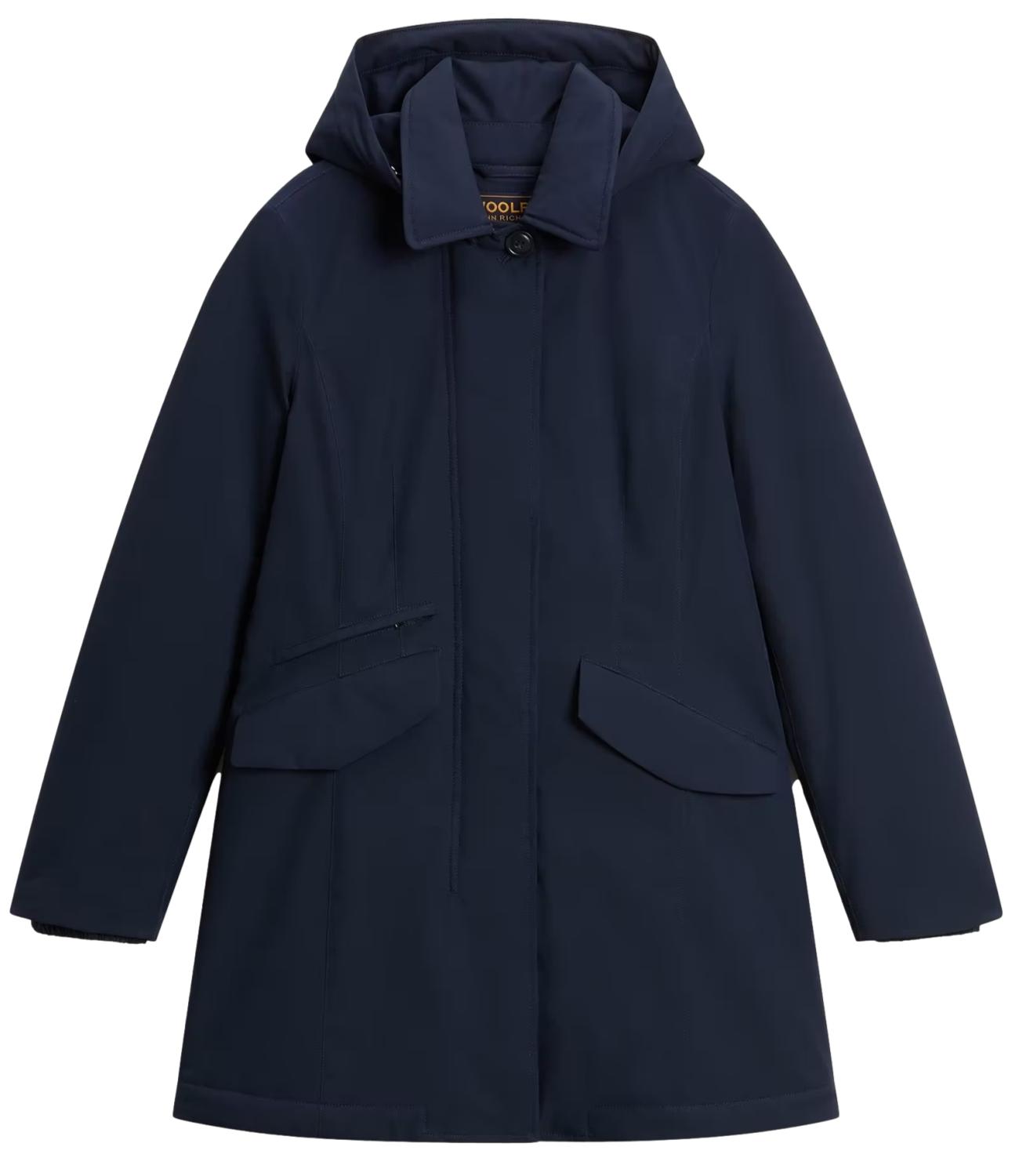 Woolrich Light Stretch Coat Melton Blue Donna