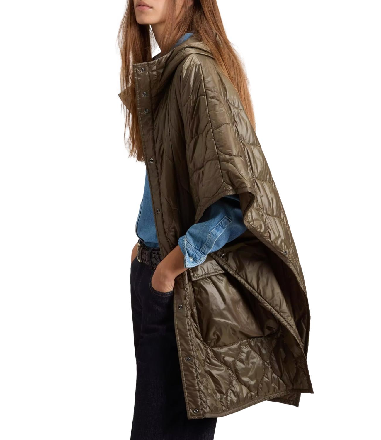 Woolrich Light Nylon Cape Dark Green Donna