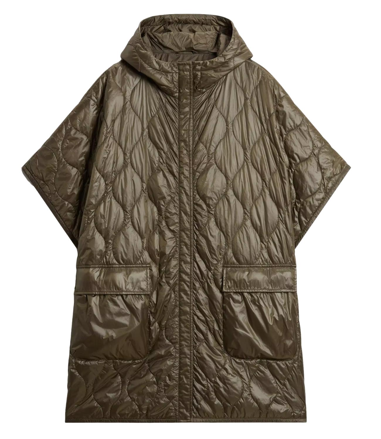 Woolrich Light Nylon Cape Dark Green Donna