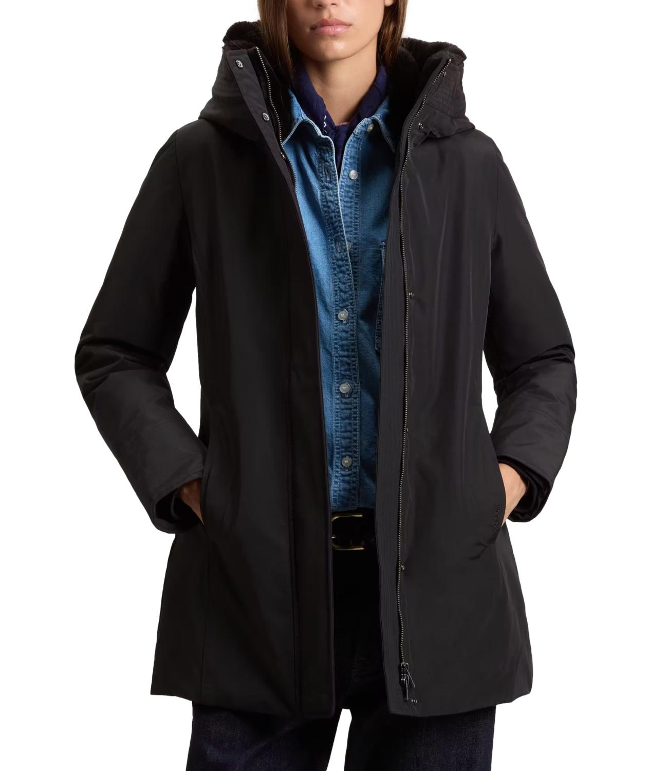 Woolrich Boulder Faux Fur Parka Black Donna