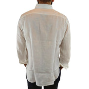 Camicia in lino Blauer uomo bianca con tasche applicate -