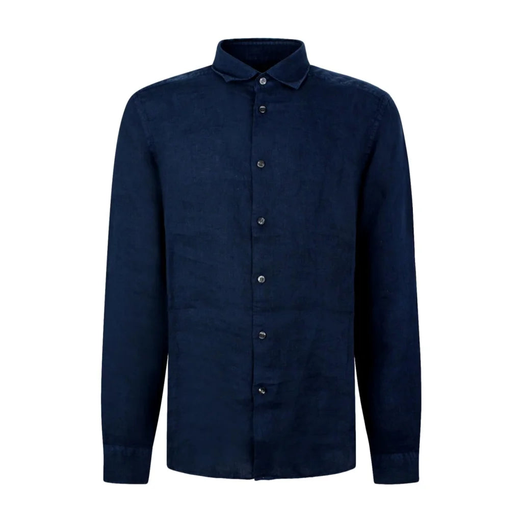 Camicia PEUTEREY in Lino uomo color blu navy e bottone