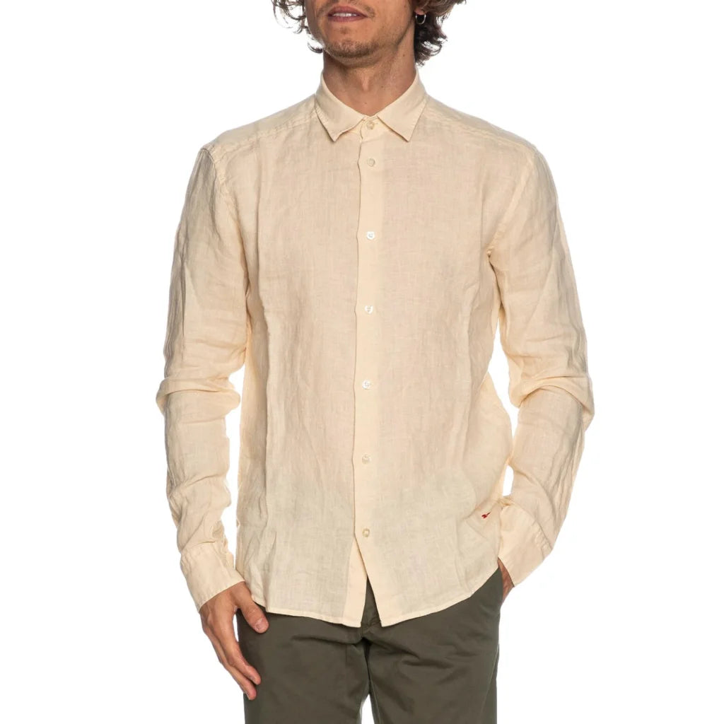 Camicia PEUTEREY uomo in Lino beige con colletto e manica