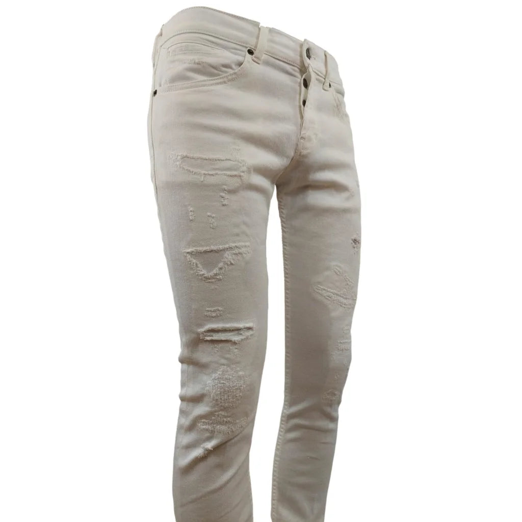 George skinny fit bianco con strappi da uomo - Jeans