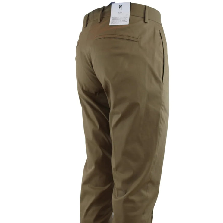 Pantalone PT Torino tabacco in raso con zip L. 30 -