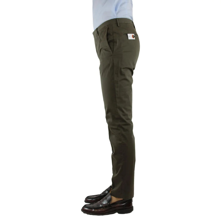 Pantalone PT Torino uomo color marrone in cotone con zip L.