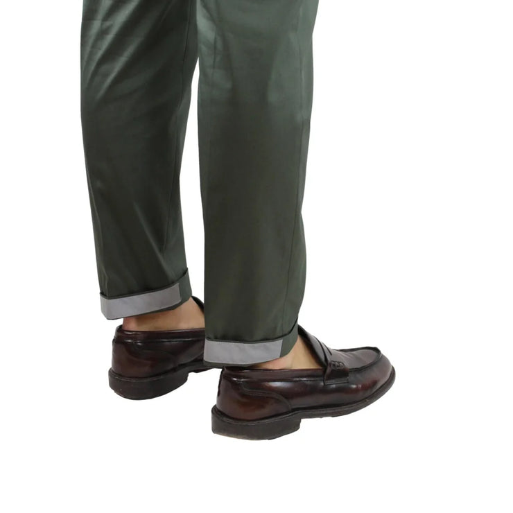 Pantalone PT Torino verde scuro in raso con zip L. 30 -