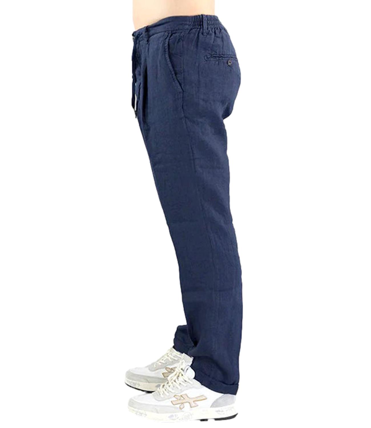 Pantalone in lino con 40weft color blue
