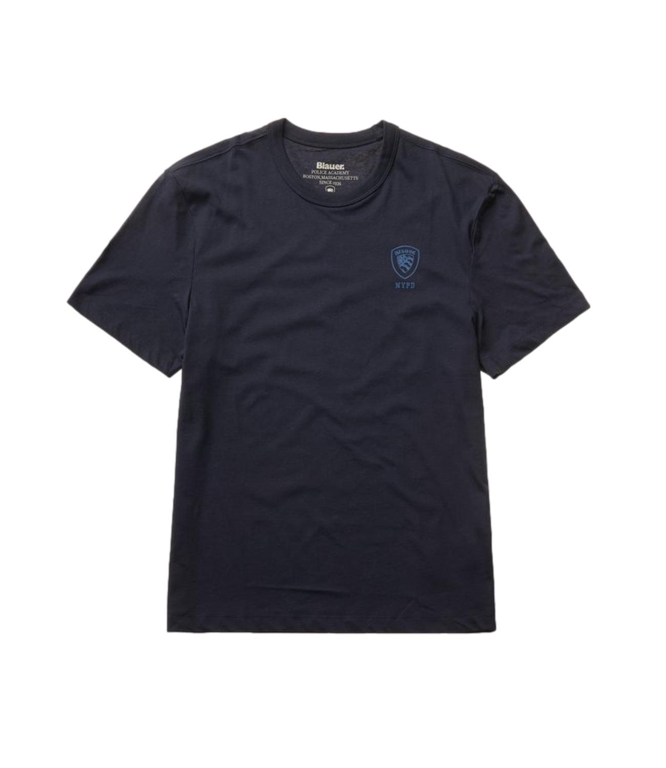 Blauer t-shirt blu uom con logo piccolo