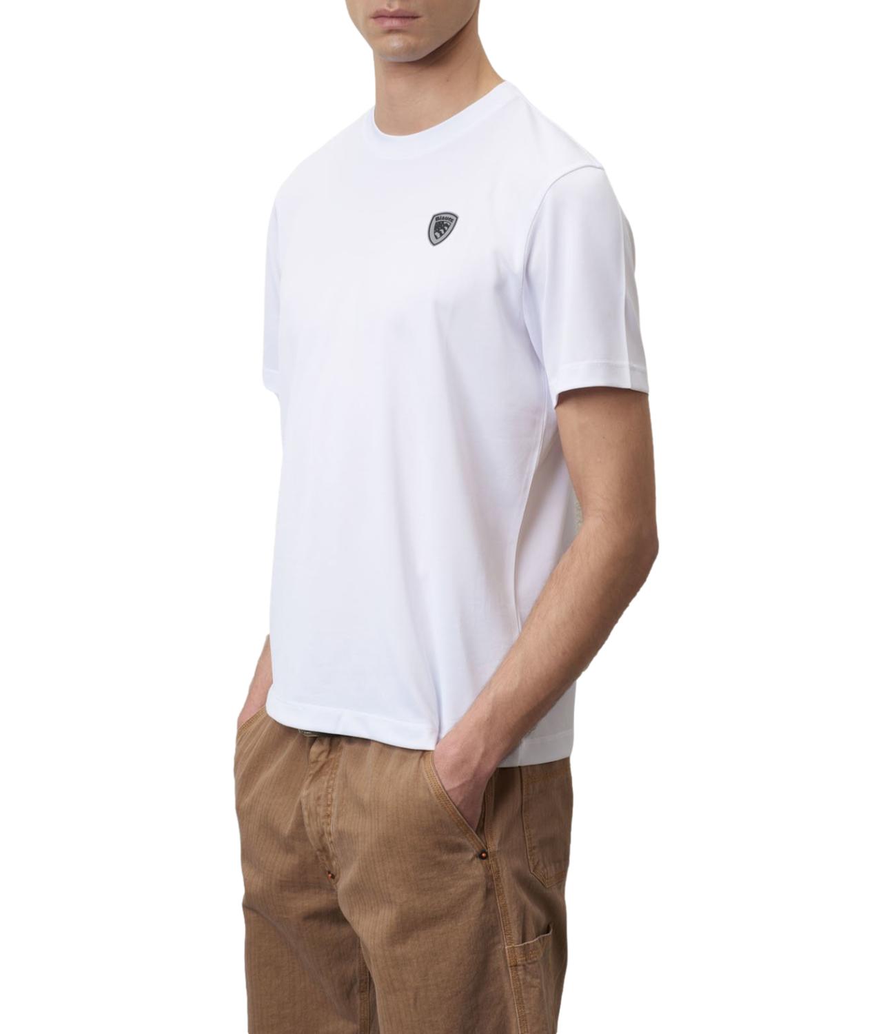 Blauer t-shirt bianco uomo con logo piccolo in rilievo